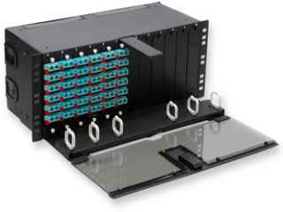 3U 19” LGX FIBER OPTIC PATCH PANEL LOADED WITH 9 LC DUPLEX ADAPTER PANELS – RACK MOUNT