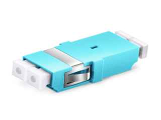 LC-LC OM3 MULTIMODE DUPLEX PLASTIC FIBER OPTIC ADAPTER – AQUA